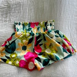 Floral shorts high waist elastic pair with basic tee or body suit